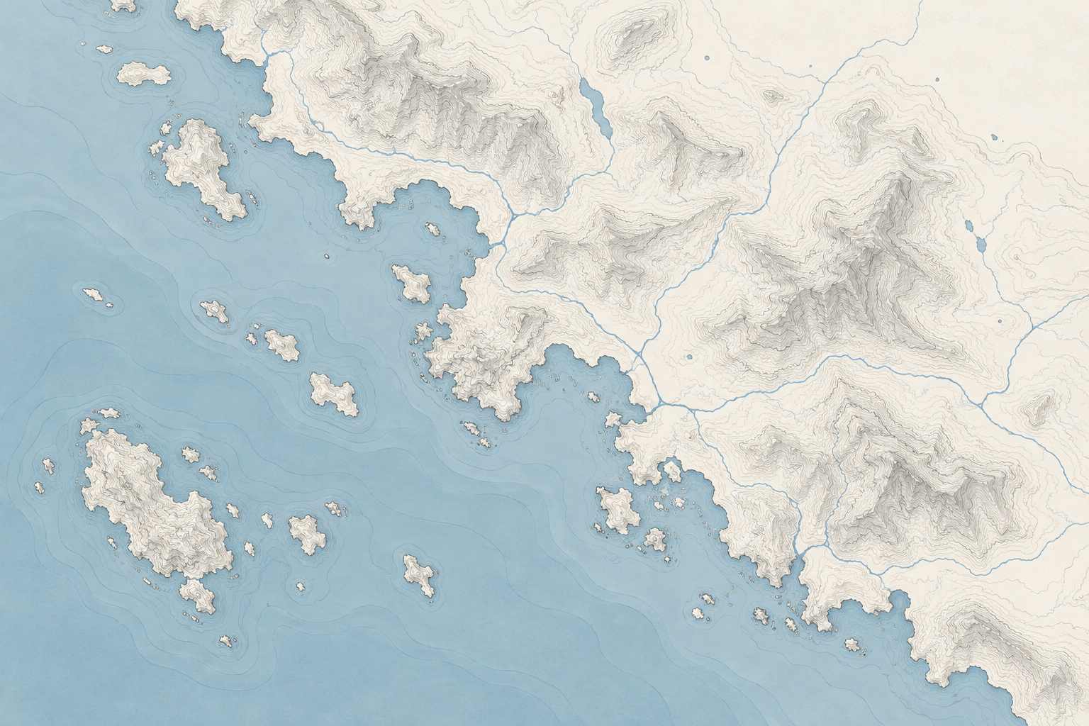Conceptual coastal terrain map linking air, sea and ground platforms